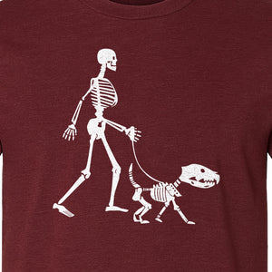 Skeleton Dog T-Shirt, Walker with Canine Bones Halloween Graphic for Pet Owners