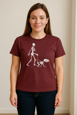 Skeleton Dog T-Shirt, Walker with Canine Bones Halloween Graphic for Pet Owners