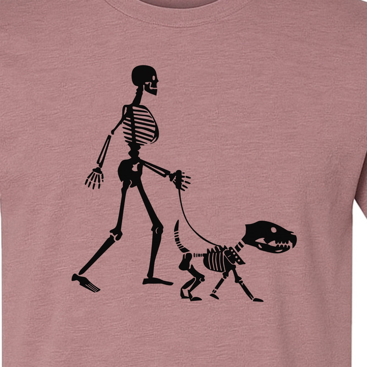 Skeleton Dog T-Shirt, Walker with Canine Bones Halloween Graphic for Pet Owners