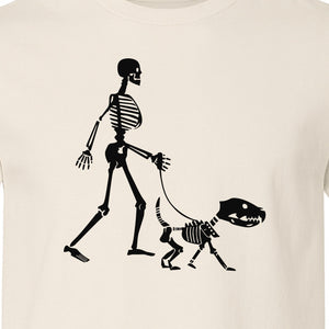 Skeleton Dog T-Shirt, Walker with Canine Bones Halloween Graphic for Pet Owners