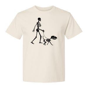 Skeleton Dog T-Shirt, Walker with Canine Bones Halloween Graphic for Pet Owners