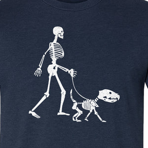 Skeleton Dog T-Shirt, Walker with Canine Bones Halloween Graphic for Pet Owners