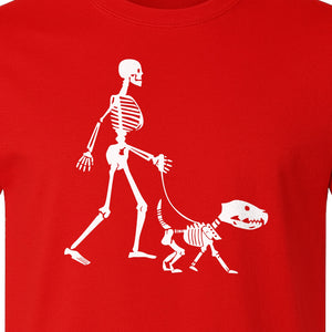 Skeleton Dog T-Shirt, Walker with Canine Bones Halloween Graphic for Pet Owners