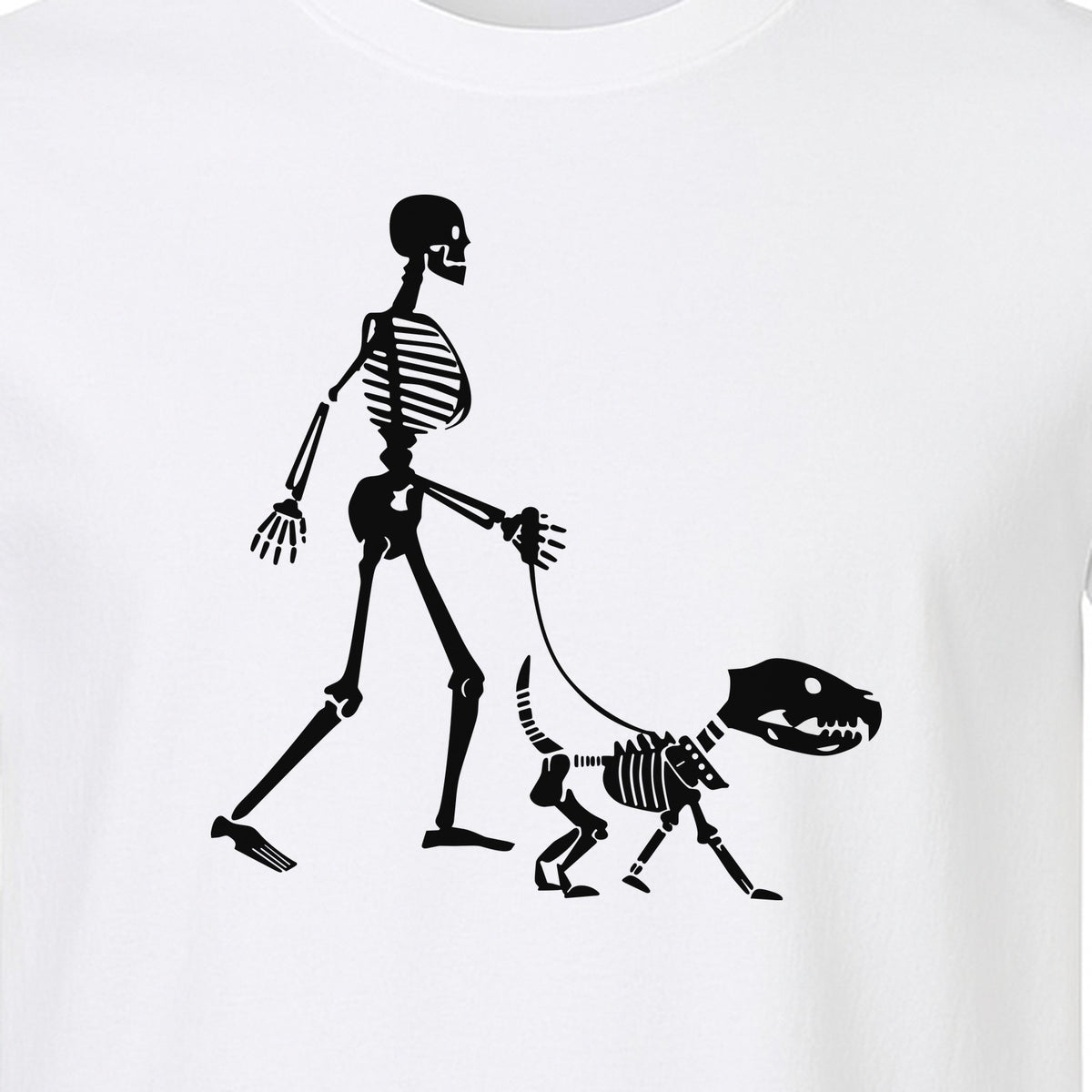 Skeleton Dog T-Shirt, Walker with Canine Bones Halloween Graphic for Pet Owners