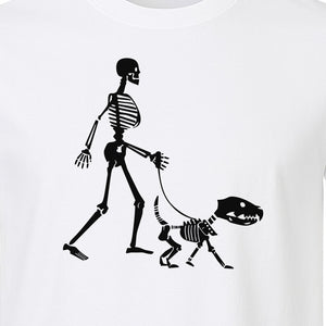 Skeleton Dog T-Shirt, Walker with Canine Bones Halloween Graphic for Pet Owners