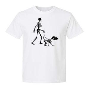 Skeleton Dog T-Shirt, Walker with Canine Bones Halloween Graphic for Pet Owners