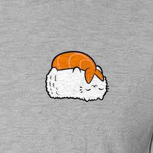 Sushi Cat T-Shirt, Kawaii Cartoon Left Chest Graphic for Japanese Food Lovers and Foodie Gifts