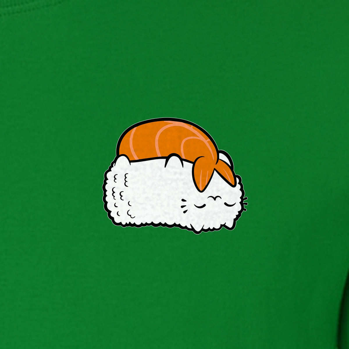 Sushi Cat T-Shirt, Kawaii Cartoon Left Chest Graphic for Japanese Food Lovers and Foodie Gifts