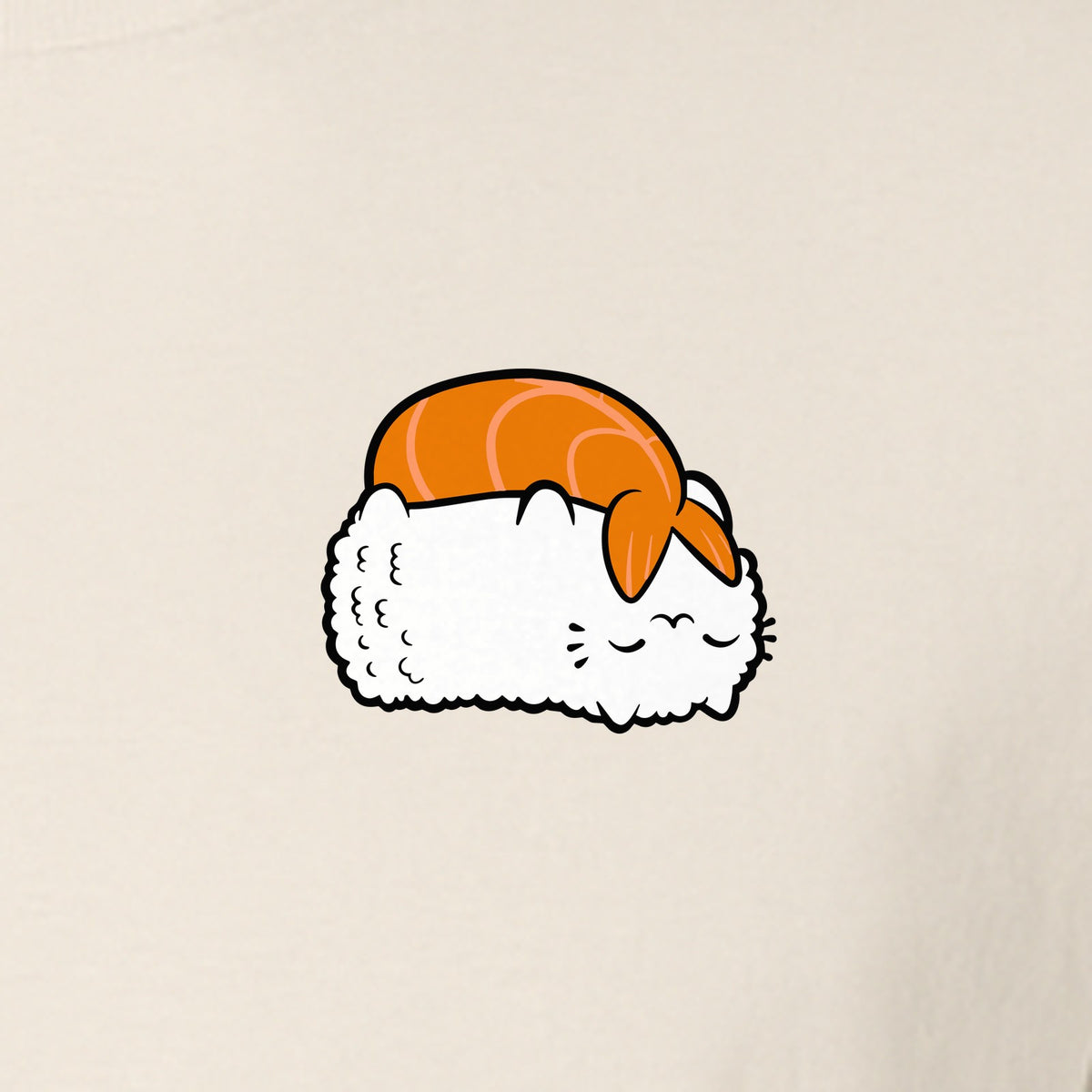 Sushi Cat T-Shirt, Kawaii Cartoon Left Chest Graphic for Japanese Food Lovers and Foodie Gifts