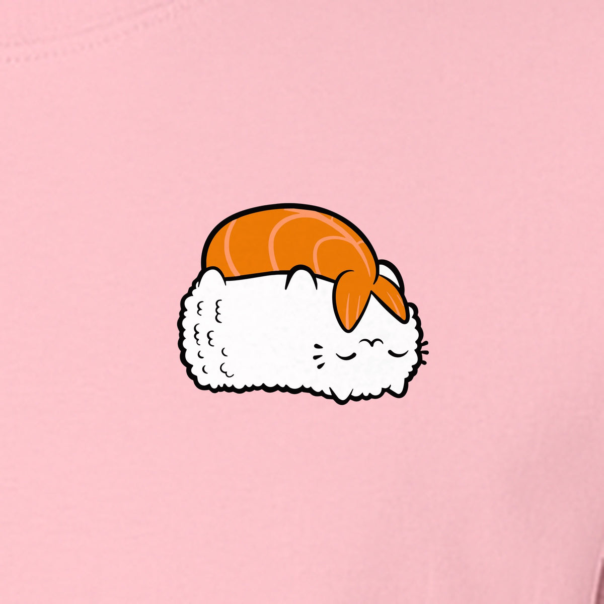 Sushi Cat T-Shirt, Kawaii Cartoon Left Chest Graphic for Japanese Food Lovers and Foodie Gifts