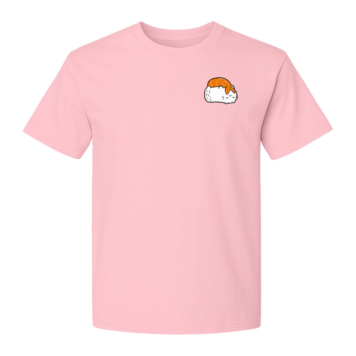 Sushi Cat T-Shirt, Kawaii Cartoon Left Chest Graphic for Japanese Food Lovers and Foodie Gifts