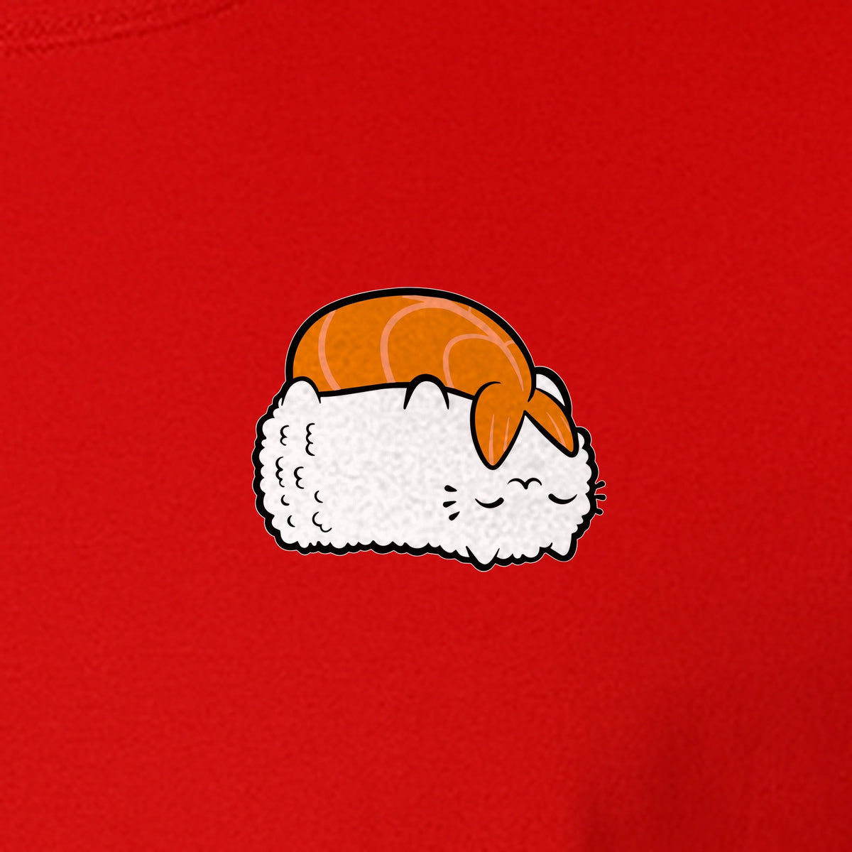 Sushi Cat T-Shirt, Kawaii Cartoon Left Chest Graphic for Japanese Food Lovers and Foodie Gifts