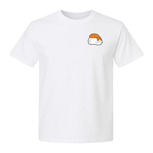 Sushi Cat T-Shirt, Kawaii Cartoon Left Chest Graphic for Japanese Food Lovers and Foodie Gifts