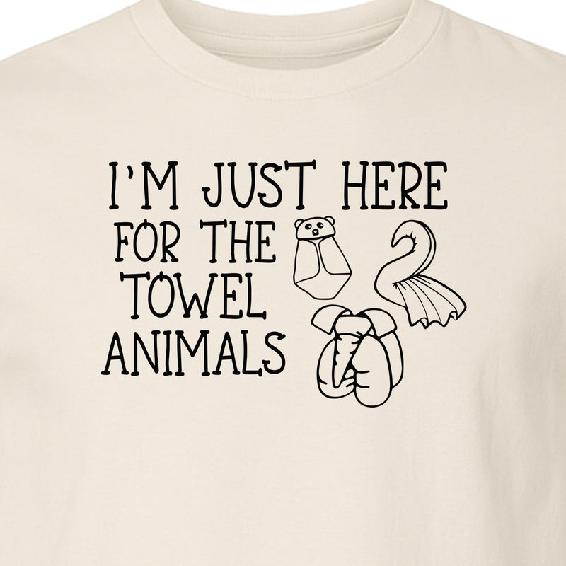 I'm Just Here for the Towel Animals T-Shirt, Funny Folded Washcloth Graphic for Zoo Fans and Birthday Parties