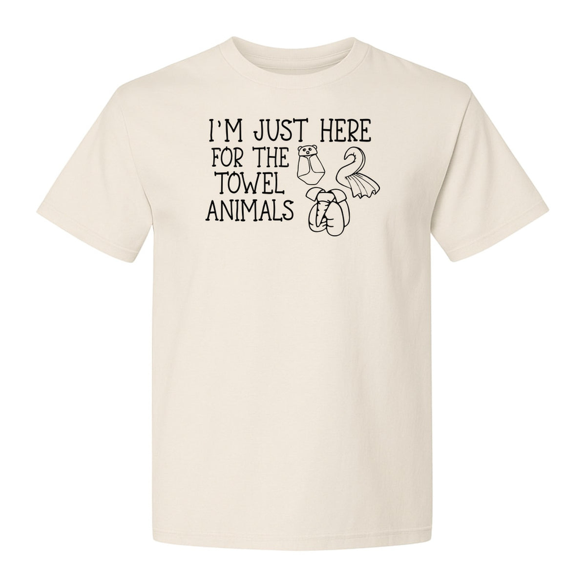 I'm Just Here for the Towel Animals T-Shirt, Funny Folded Washcloth Graphic for Zoo Fans and Birthday Parties