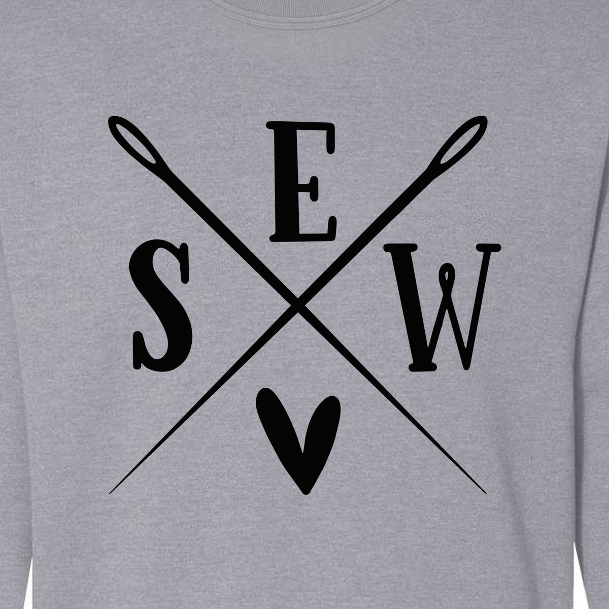 Sewing Sweatshirt, Crossed Needle Sew Heart Design for Quilters, Crafters and Stitching Lovers
