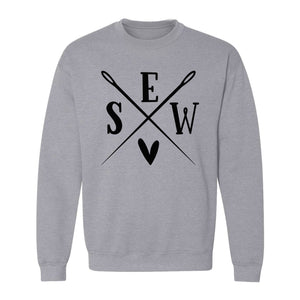 Sewing Sweatshirt, Crossed Needle Sew Heart Design for Quilters, Crafters and Stitching Lovers