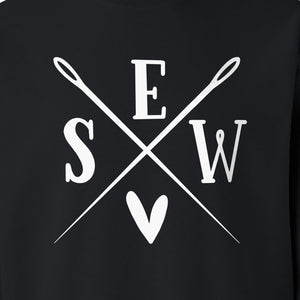 Sewing Sweatshirt, Crossed Needle Sew Heart Design for Quilters, Crafters and Stitching Lovers
