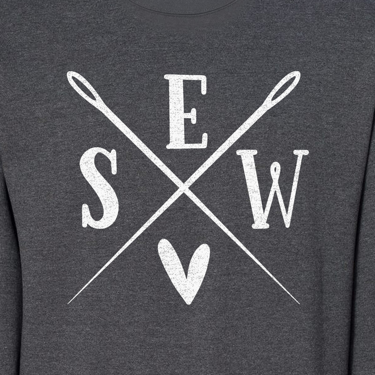 Sewing Sweatshirt, Crossed Needle Sew Heart Design for Quilters, Crafters and Stitching Lovers