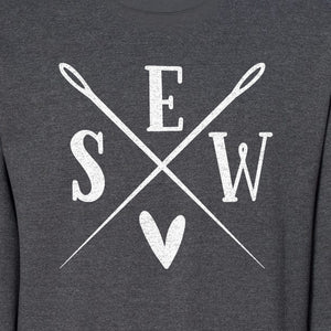Sewing Sweatshirt, Crossed Needle Sew Heart Design for Quilters, Crafters and Stitching Lovers