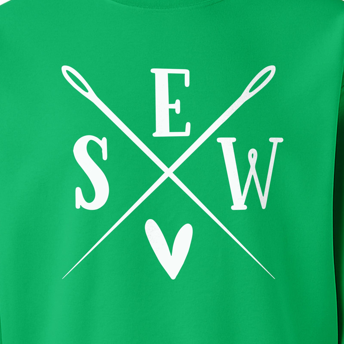 Sewing Sweatshirt, Crossed Needle Sew Heart Design for Quilters, Crafters and Stitching Lovers