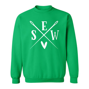 Sewing Sweatshirt, Crossed Needle Sew Heart Design for Quilters, Crafters and Stitching Lovers