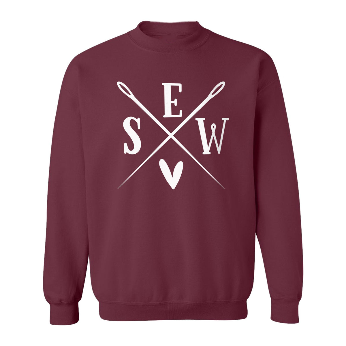 Sewing Sweatshirt, Crossed Needle Sew Heart Design for Quilters, Crafters and Stitching Lovers