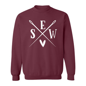 Sewing Sweatshirt, Crossed Needle Sew Heart Design for Quilters, Crafters and Stitching Lovers
