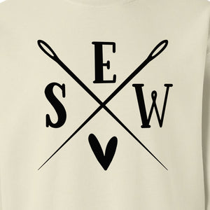 Sewing Sweatshirt, Crossed Needle Sew Heart Design for Quilters, Crafters and Stitching Lovers