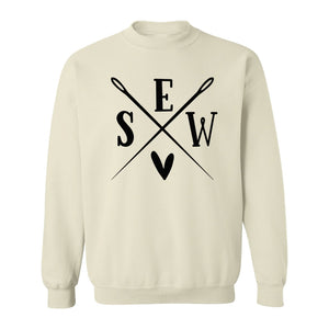 Sewing Sweatshirt, Crossed Needle Sew Heart Design for Quilters, Crafters and Stitching Lovers