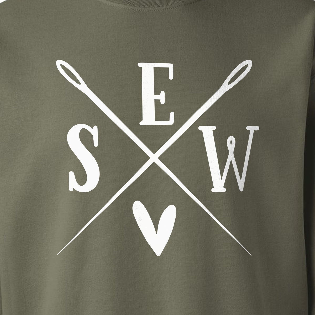 Sewing Sweatshirt, Crossed Needle Sew Heart Design for Quilters, Crafters and Stitching Lovers