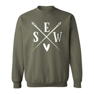 Sewing Sweatshirt, Crossed Needle Sew Heart Design for Quilters, Crafters and Stitching Lovers