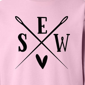 Sewing Sweatshirt, Crossed Needle Sew Heart Design for Quilters, Crafters and Stitching Lovers