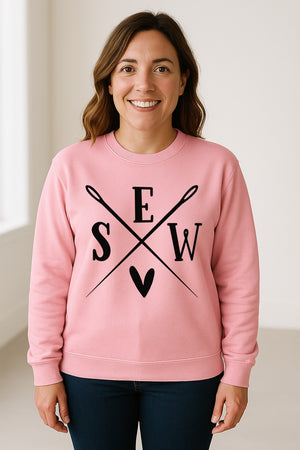 Sewing Sweatshirt, Crossed Needle Sew Heart Design for Quilters, Crafters and Stitching Lovers
