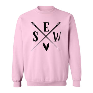 Sewing Sweatshirt, Crossed Needle Sew Heart Design for Quilters, Crafters and Stitching Lovers