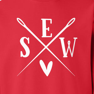 Sewing Sweatshirt, Crossed Needle Sew Heart Design for Quilters, Crafters and Stitching Lovers