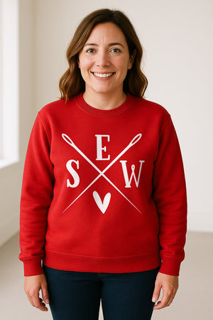 Sewing Sweatshirt, Crossed Needle Sew Heart Design for Quilters, Crafters and Stitching Lovers