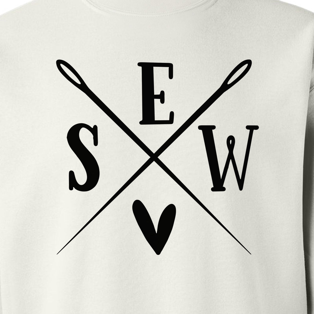 Sewing Sweatshirt, Crossed Needle Sew Heart Design for Quilters, Crafters and Stitching Lovers