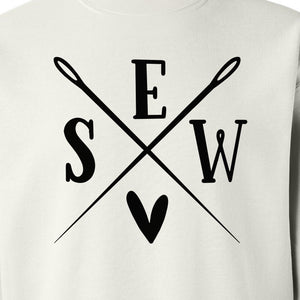 Sewing Sweatshirt, Crossed Needle Sew Heart Design for Quilters, Crafters and Stitching Lovers