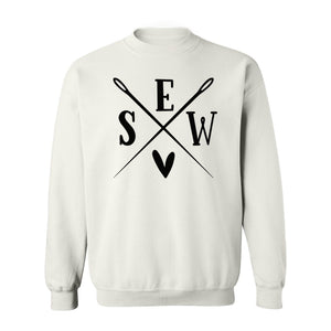 Sewing Sweatshirt, Crossed Needle Sew Heart Design for Quilters, Crafters and Stitching Lovers