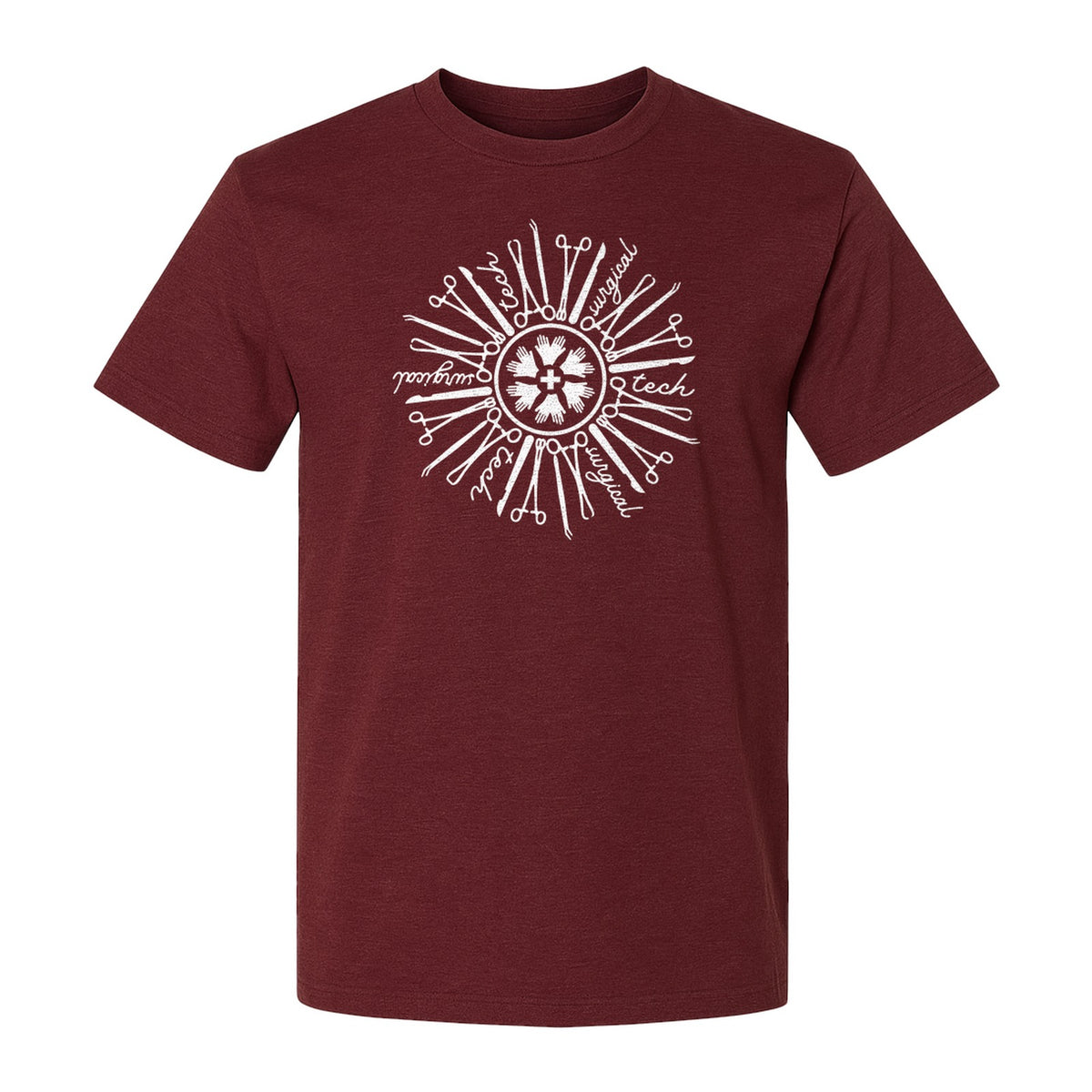 Surgical Tech T-Shirt, White Instrument Circle Design for Operating Room Technologists