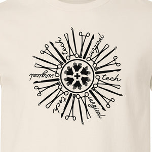 Surgical Tech T-Shirt, White Instrument Circle Design for Operating Room Technologists