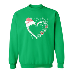 Christmas Dog Paw Heart Sweatshirt, Santa Hat and Light String Design for Pet Lovers