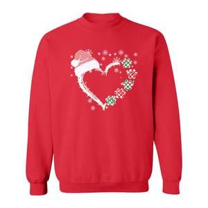 Christmas Dog Paw Heart Sweatshirt, Santa Hat and Light String Design for Pet Lovers
