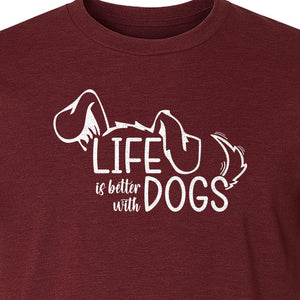 Life Is Better With Dogs T-Shirt, Paw Print Graphic for Pet Owners and Puppy Parents