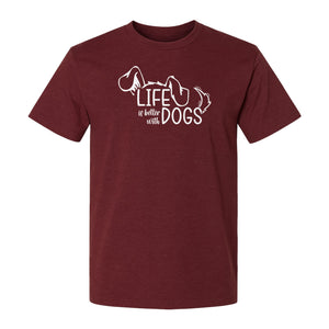 Life Is Better With Dogs T-Shirt, Paw Print Graphic for Pet Owners and Puppy Parents