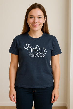 Life Is Better With Dogs T-Shirt, Paw Print Graphic for Pet Owners and Puppy Parents