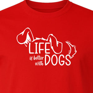 Life Is Better With Dogs T-Shirt, Paw Print Graphic for Pet Owners and Puppy Parents