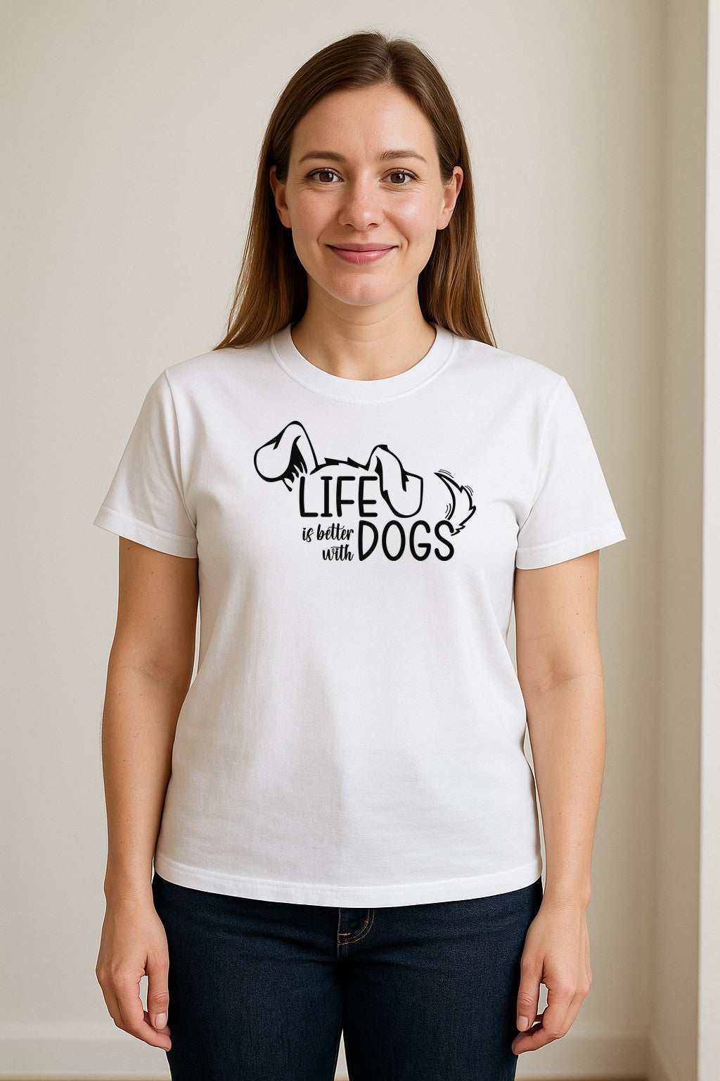 Life Is Better With Dogs T-Shirt, Paw Print Graphic for Pet Owners and Puppy Parents