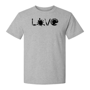 Artist T-Shirt, Love Palette and Paintbrush Graphic for Art Teachers and Painters